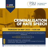 Webinar - should we be criminalising hate speech?